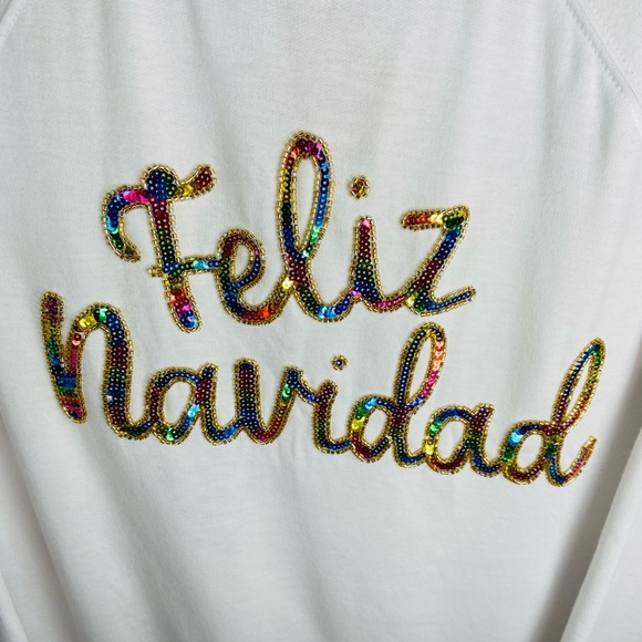 PHILOSOPHY Feliz Navidad Holiday Sweatshirt Women’s Size Small/Petite - Picture 3 of 4